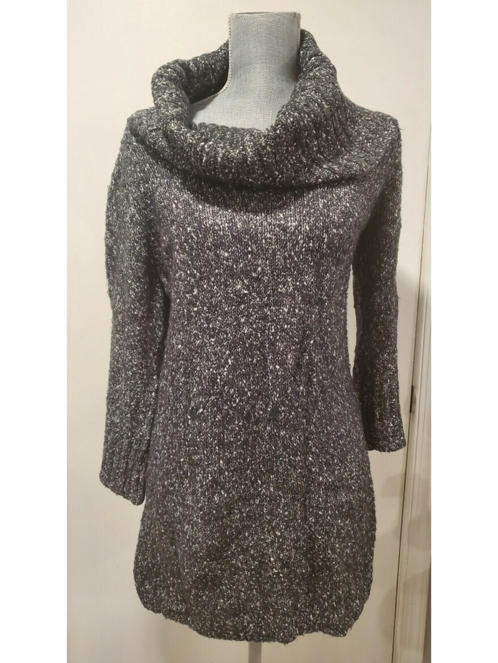 Monsoon London Cotton Blend Oversized Sweater Size Medium M Black Gray White